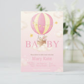 Invitation Baby shower Bunny rose (Debout devant)
