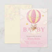 Invitation Baby shower Bunny rose (Devant / Derrière)