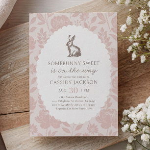 Invitation Baby shower Bunny vintage Spring