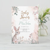 Invitation Baby shower Bunny Woodland (Debout devant)