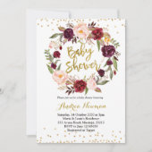 Invitation baby shower burgundy marsala (Devant)