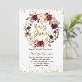 Invitation baby shower burgundy marsala (Debout devant)