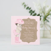Invitation Baby shower Burlap Cowgirl (Debout devant)