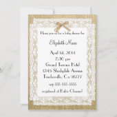 Invitation Baby shower Burlap et dentelle (Devant)