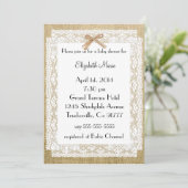 Invitation Baby shower Burlap et dentelle (Debout devant)