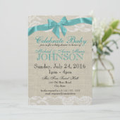Invitation Baby shower Burlap et dentelle (Debout devant)