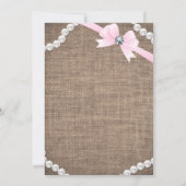 Invitation Baby shower Burlap & Pearls Pink Bow Girls (Dos)