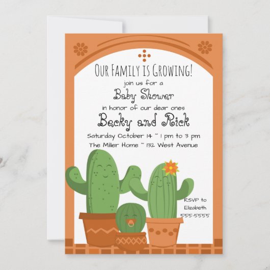 Invitation Baby shower Cactus (Devant)