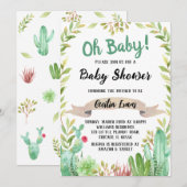 Invitation Baby shower Cactus (Devant / Derrière)