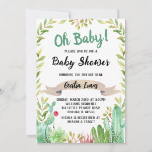 Invitation Baby shower Cactus