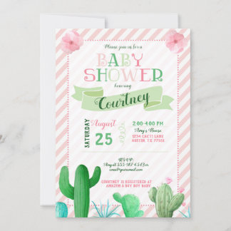 Invitation Baby shower Cactus