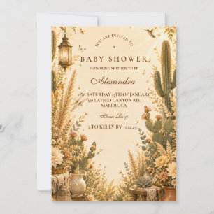 Invitation Baby Shower Cactus Boho Fantaisiste