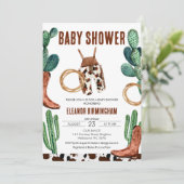 Invitation Baby shower Cactus Boots Rodeo Cowboy (Debout devant)