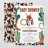 Invitation Baby shower Cactus Boots Rodeo Cowboy (Devant / Derrière)