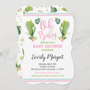 Invitation Baby shower Cactus Douche Succulente