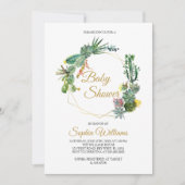 Invitation Baby shower cactus et fleurs (Devant)
