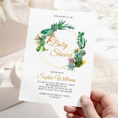 Invitation Baby shower cactus et fleurs