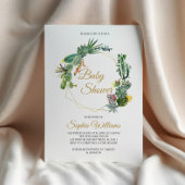 Invitation Baby shower cactus et fleurs