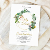 Invitation Baby shower cactus et fleurs
