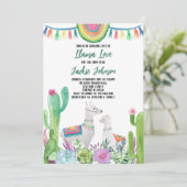 Invitation Baby shower Cactus Llama (Debout devant)