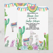Invitation Baby shower Cactus Llama (Devant / Derrière)