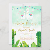 Invitation Baby shower Cactus Llama (Devant)