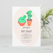 Invitation Baby shower Cactus mignon (Debout devant)