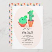 Invitation Baby shower Cactus mignon (Devant / Derrière)