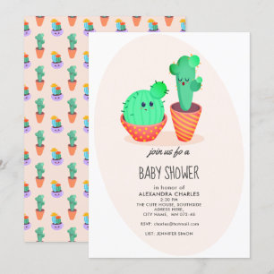 Invitation Baby shower Cactus mignon