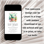 Invitation Baby shower Cactus mignon