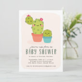 Invitation Baby shower Cactus mignon (Debout devant)