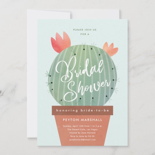 Invitation Baby Shower Cactus Moderne (Devant)