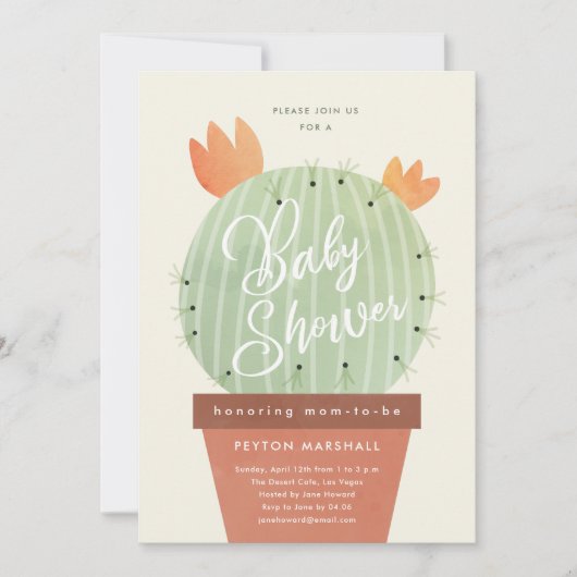 Invitation Baby Shower Cactus Moderne (Devant)