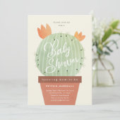 Invitation Baby Shower Cactus Moderne (Debout devant)