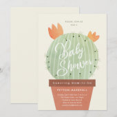 Invitation Baby Shower Cactus Moderne (Devant / Derrière)