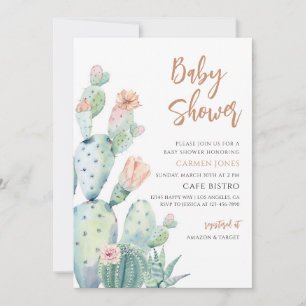 Invitation Baby Shower Cactus Succulent du Désert