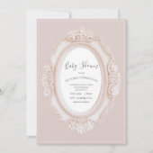Invitation Baby-Shower Cadre Vintage Rose (Devant)