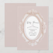 Invitation Baby-Shower Cadre Vintage Rose (Devant / Derrière)
