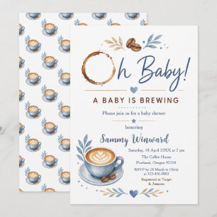 Invitation Baby Shower Café Bleu Un Bébé Est En Train De Bras