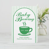 Invitation Baby Shower Café Rétro - Vert Rétro (Debout devant)