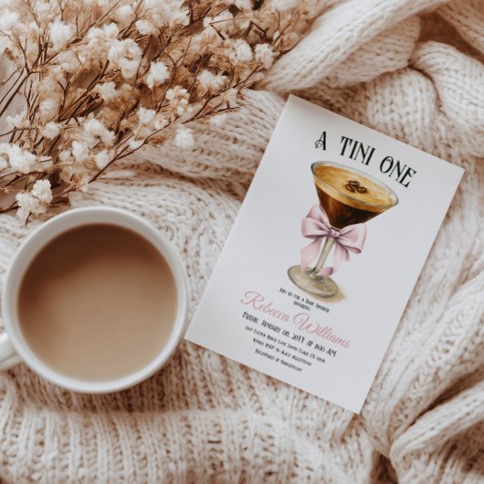Invitation Baby shower café Tini One Bow Espresso Martini