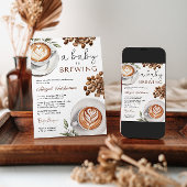 Invitation Baby shower café - un bébé est en train de brasser
