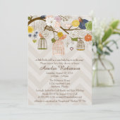 Invitation baby shower, Cages d'oiseaux Arbre coul (Debout devant)