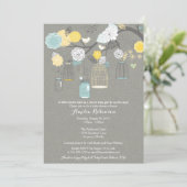 Invitation baby shower - Cages et jarres à pendre (Debout devant)