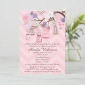 Invitation baby shower - Cages et jarres violets r (Debout devant)
