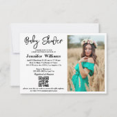 Invitation baby shower calligraphie photo qr code chic (Devant)