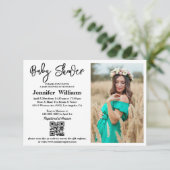 Invitation baby shower calligraphie photo qr code chic (Debout devant)