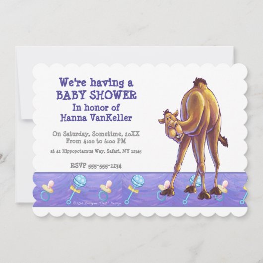 Invitation Baby shower Camel mignon (Devant)