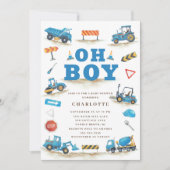 Invitation Baby shower Camion Cute Construction (Devant)