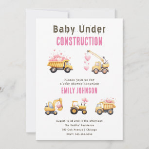 Invitation Baby shower Camion de construction mign